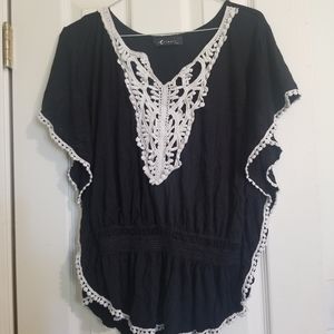 Black vintage butterfly top